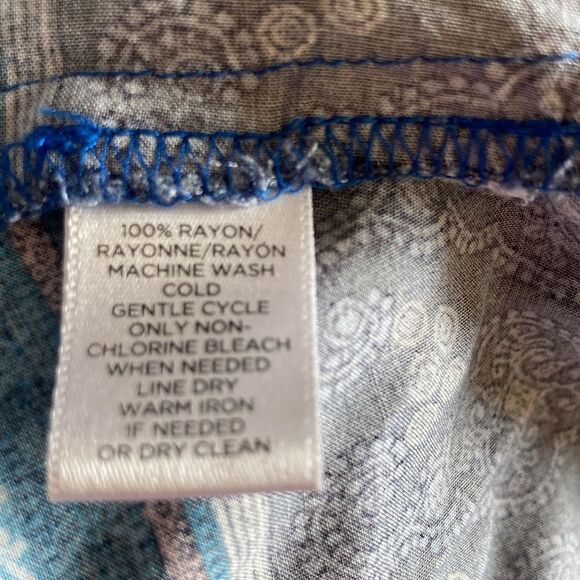 LANDS END Floral Geometric Sleeveless Casual Summer Dress Blue White Medium - Picture 12 of 12